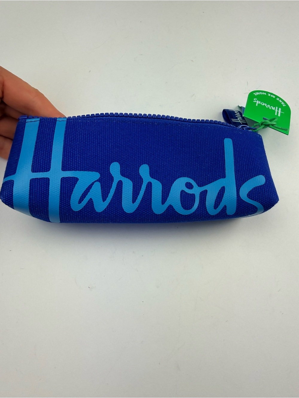 Harrods Royal Blue Canvas Pouch zippered case